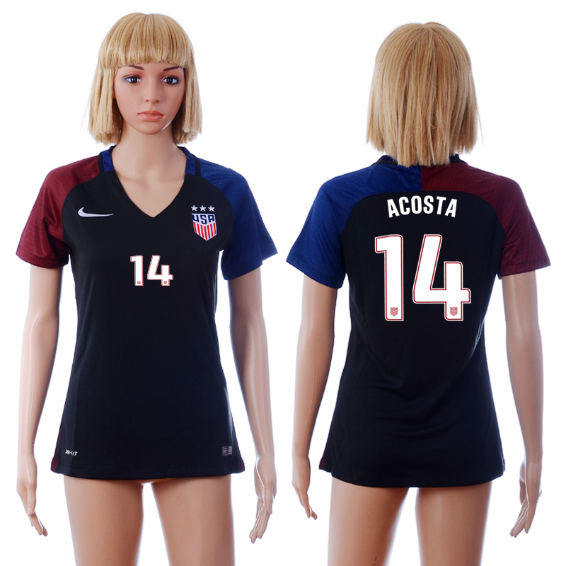 USA 14 ACOSTA Away Women 2016 Copa America Centenario Soccer Jersey