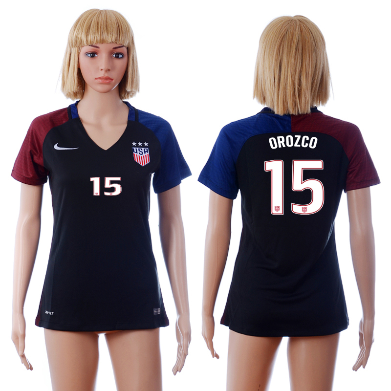 USA 15 OROZCO Away Women 2016 Copa America Centenario Soccer Jersey