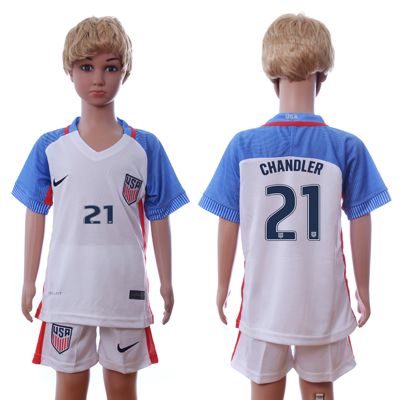 USA 21 CHANDLER Home Youth 2016 Copa America Centenario Soccer Jersey