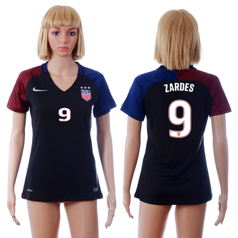 USA 9 ZARDES Away Women 2016 Copa America Centenario Soccer Jersey