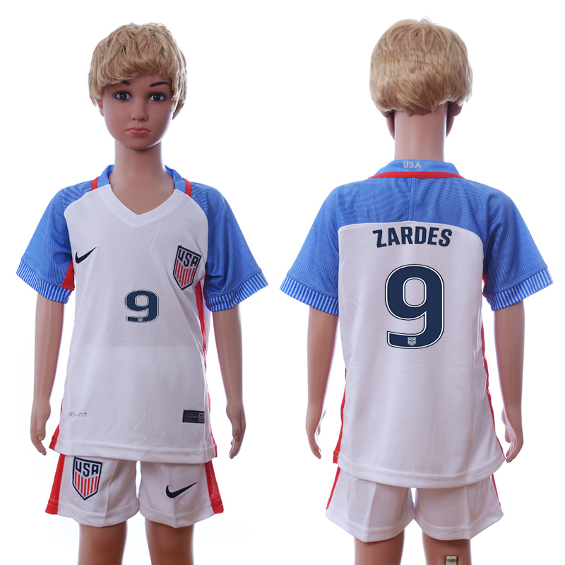 USA 9 ZARDES Home Youth 2016 Copa America Centenario Soccer Jersey