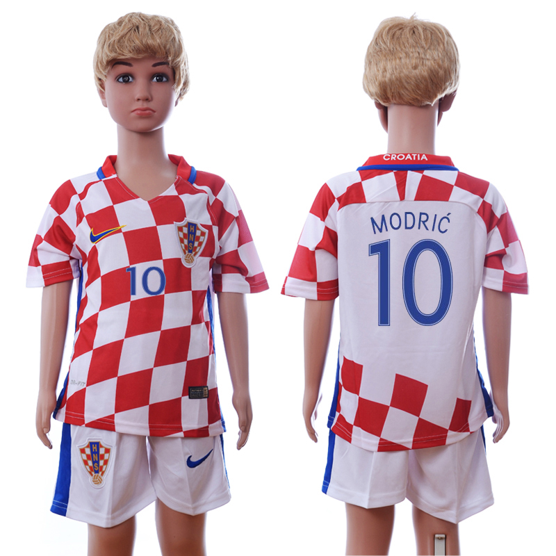 Croatia 10 MODRIC Home Euro 2016 Youth Soccer Jersey