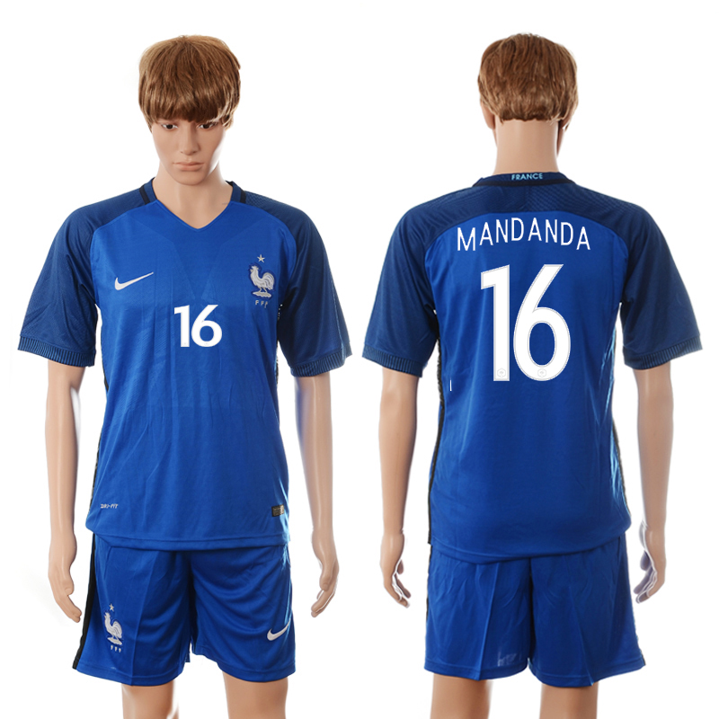 France 16 MANDANDA Home Euro 2016 Soccer Jersey