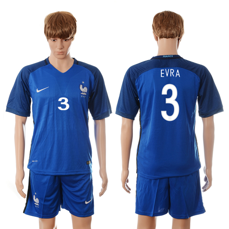 France 3 EVRA Home Euro 2016 Soccer Jersey