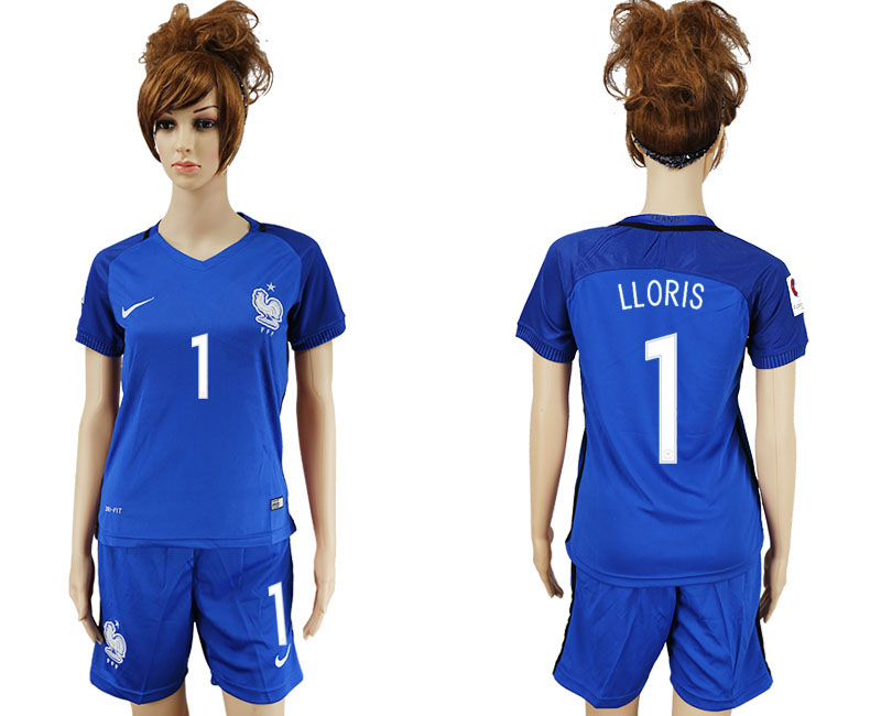 France 1 LLORIS Home Women UEFA Euro 2016 Soccer Jersey
