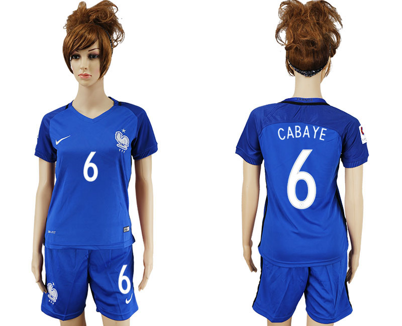 France 6 CABAYE Home Women UEFA Euro 2016 Soccer Jersey