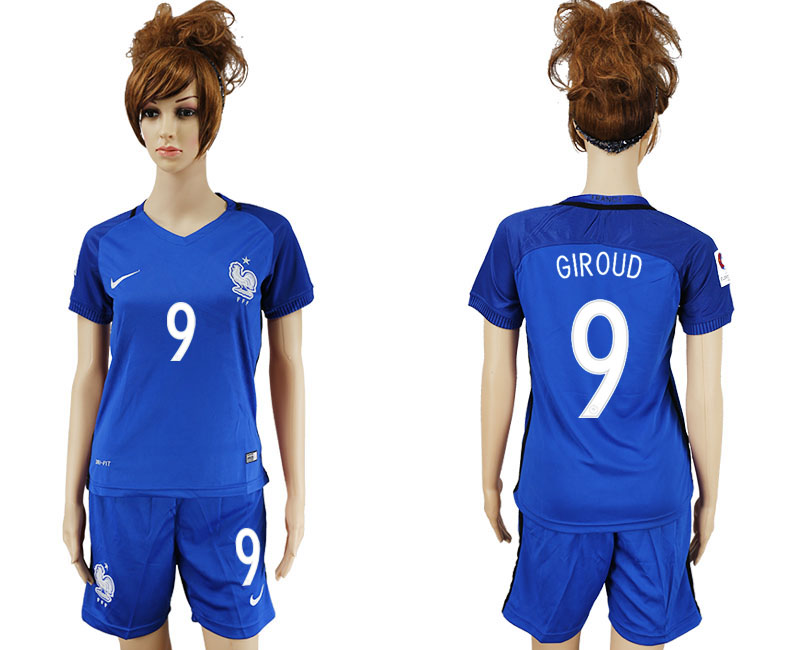 France 9 GIROUD Home Women UEFA Euro 2016 Soccer Jersey