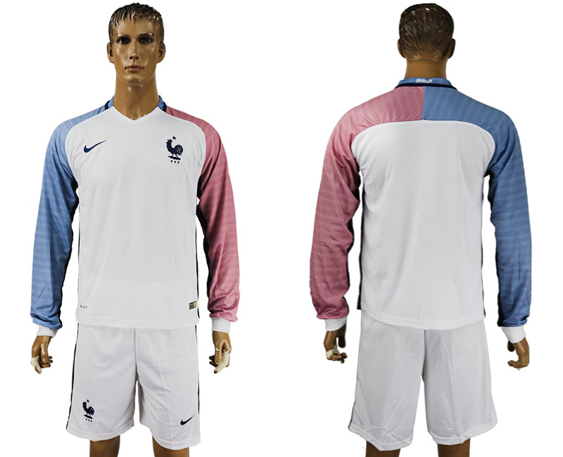 France Away UEFA Euro 2016 Long Sleeve Soccer Jersey
