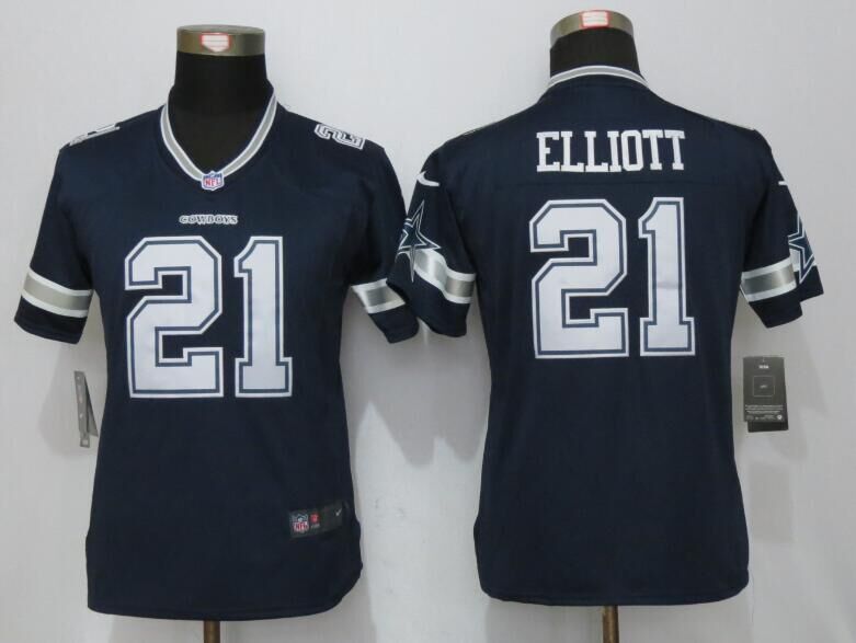 Nike Cowboys 21 Ezekiel Elliott Blue Women Limited Jersey