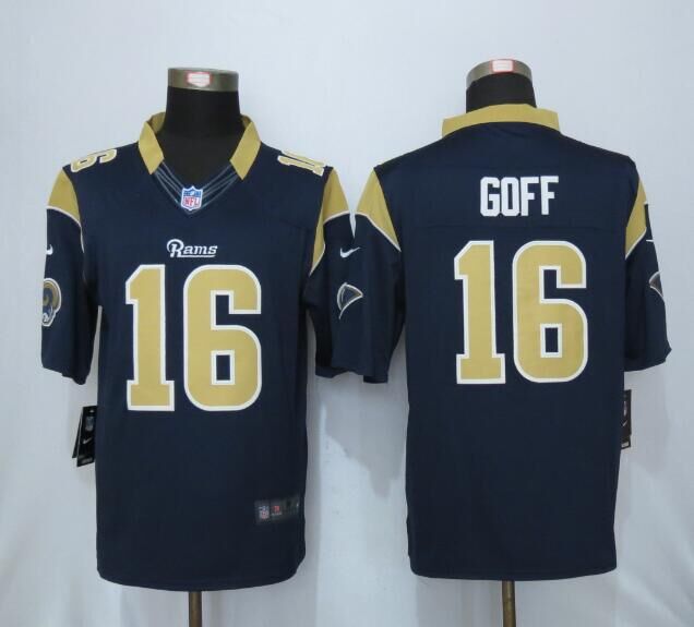 Nike Rams 16 Jared Goff Navy Limited Jersey