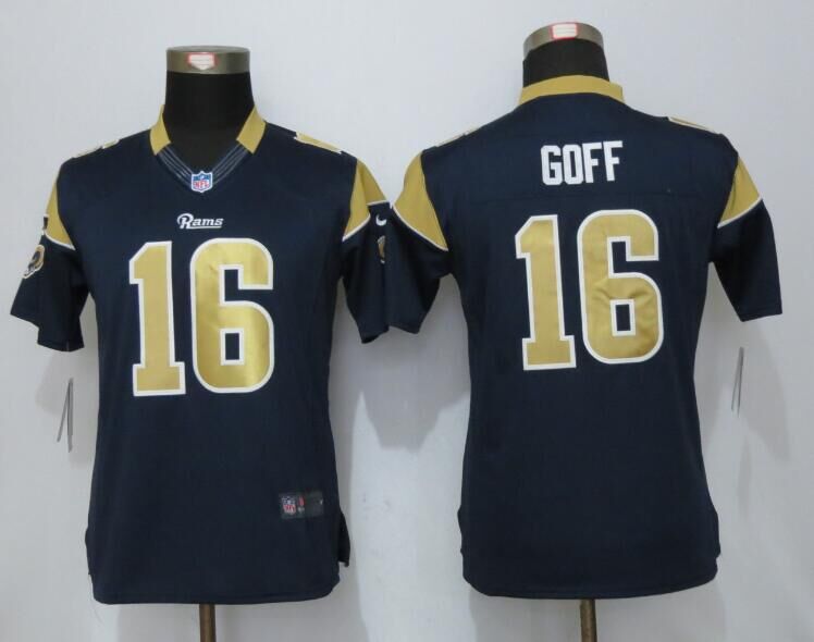 Nike Rams 16 Jared Goff Navy Women Limited Jersey - Click Image to Close