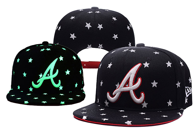 Braves Team Logo Black Adjustable Luminous Hat YD