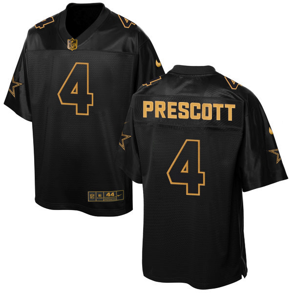 Nike Cowboys 4 Dak Prescott Pro Line Black Gold Collection Elite Jersey