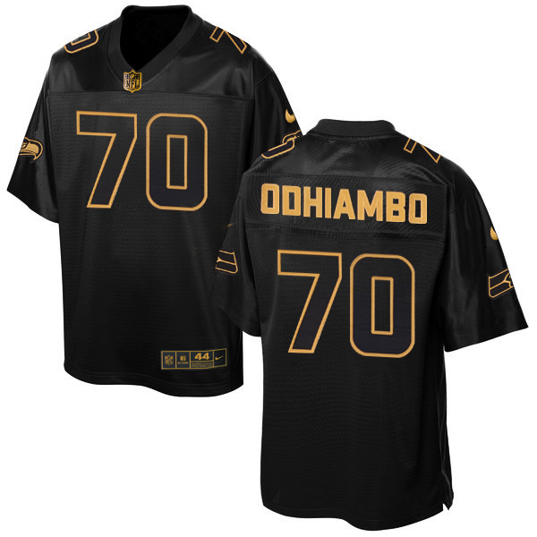 Nike Seahawks 70 Rees Odhiambo Pro Line Black Gold Collection Elite Jersey