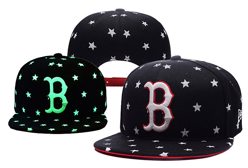 Red Sox Team Logo Black Adjustable Luminous Hat YD