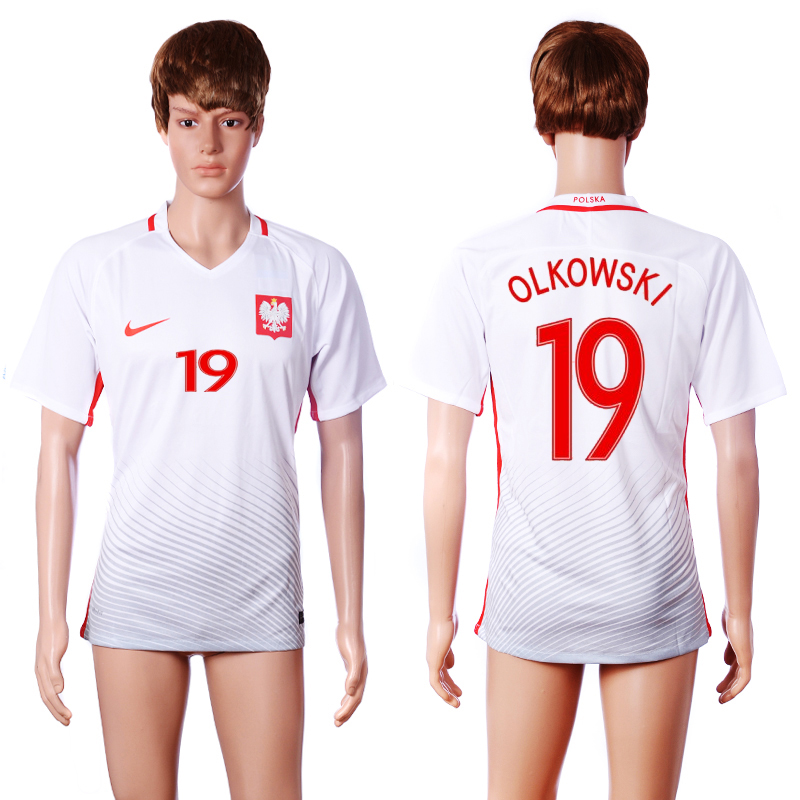 Poland 19 OLKOWSKI Home Euro 2016 Soccer Thailand Jersey