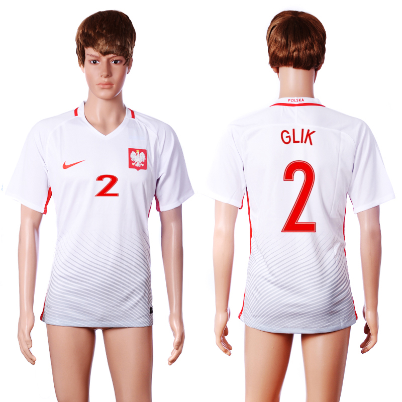 Poland 2 GLIK Home Euro 2016 Soccer Thailand Jersey