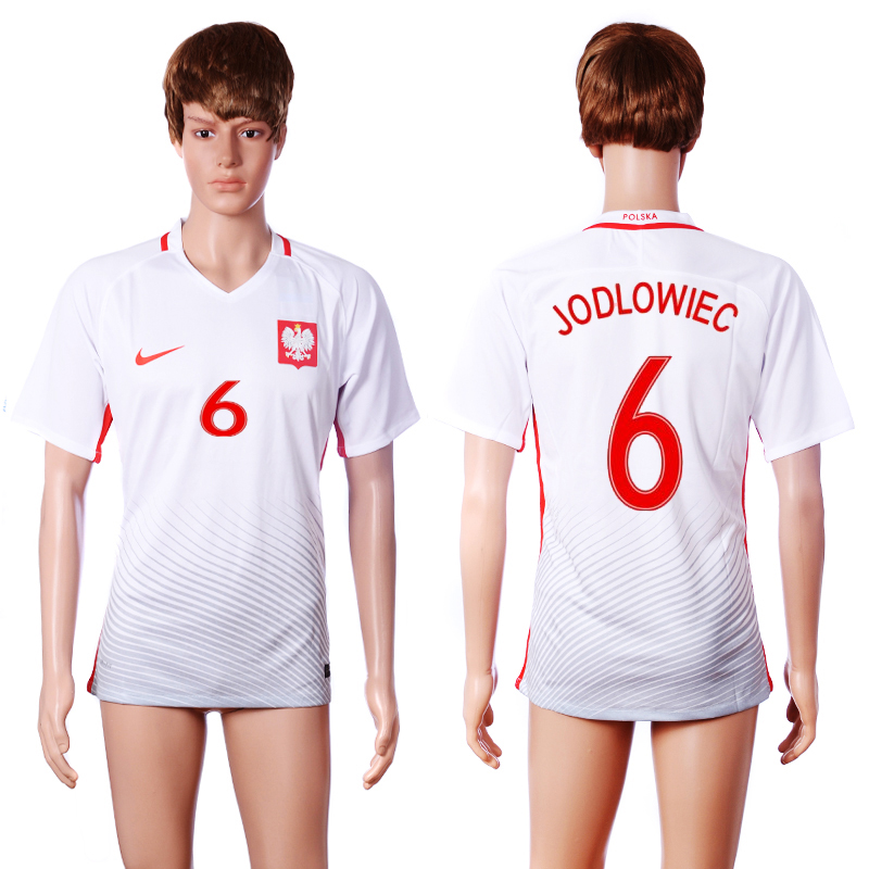 Poland 6 JODLOWIEC Home Euro 2016 Soccer Thailand Jersey
