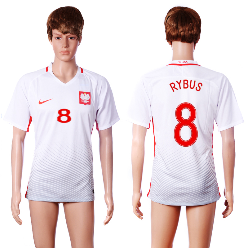 Poland 8 RYBUS Home Euro 2016 Soccer Thailand Jersey