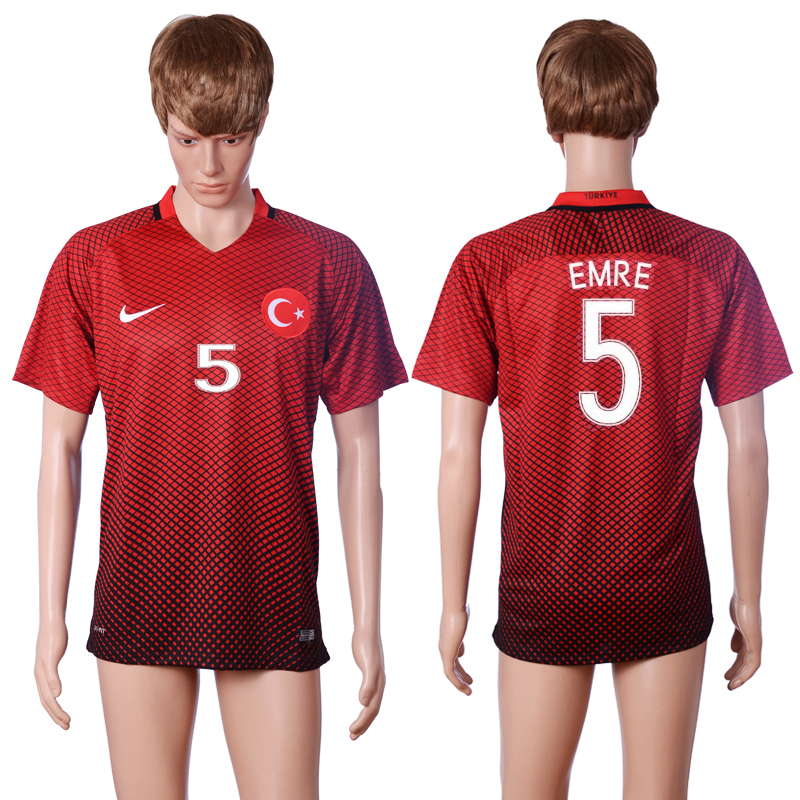 Turkey 5 EMRE Home Euro 2016 Thailand Soccer Jersey