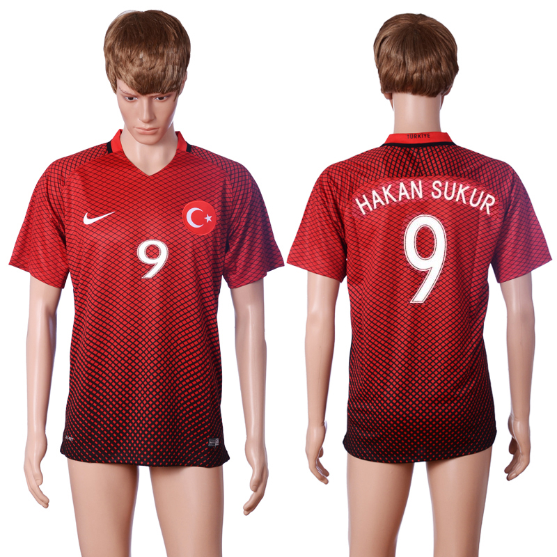 Turkey 9 HAKAN SUKUR Home Euro 2016 Thailand Soccer Jersey