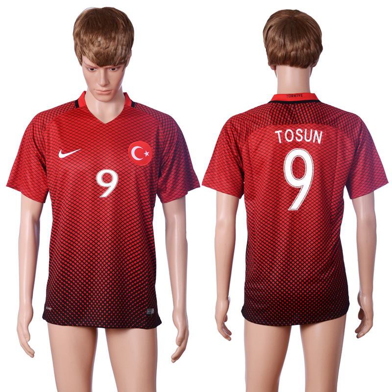 Turkey 9 TOSUN Home Euro 2016 Thailand Soccer Jersey