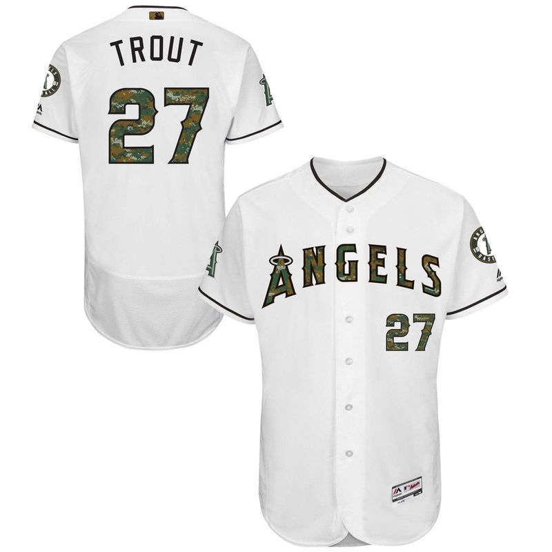 Angels 27 Mike Trout White 2016 Memorial Day Flexbase Jersey