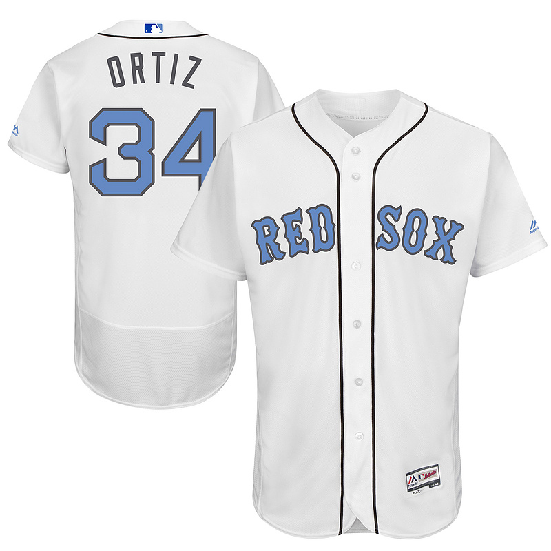 Red Sox 34 David Ortiz White 2016 Father's Day Flexbase Jersey