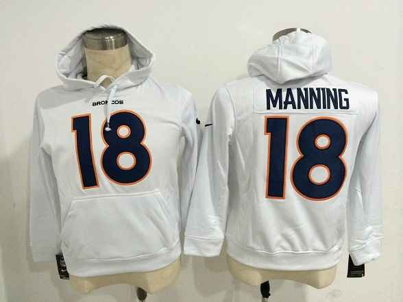Nike Broncos 18 Manning White Hoodie Nike Broncos 18 Manning White Hoodie