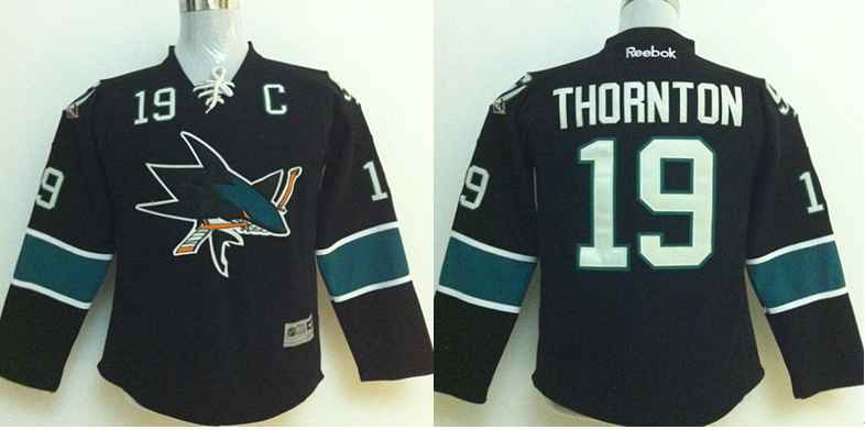 Sharks 19 Thornton Black Youth Jersey