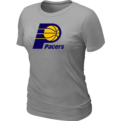 Indiana Pacers Big & Tall Primary Logo L.Grey Women T-Shirt - Click Image to Close