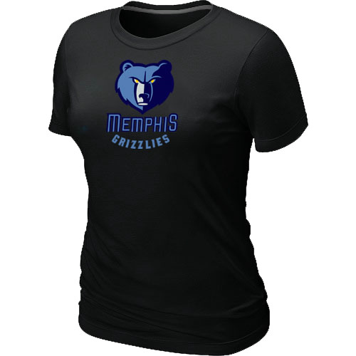Memphis Grizzlies Big & Tall Primary Logo Black Women T-Shirt - Click Image to Close