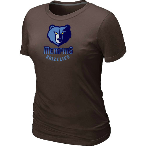 Memphis Grizzlies Big & Tall Primary Logo Brown Women T-Shirt - Click Image to Close