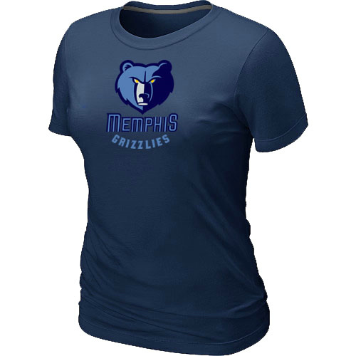 Memphis Grizzlies Big & Tall Primary Logo D.Blue Women T-Shirt - Click Image to Close