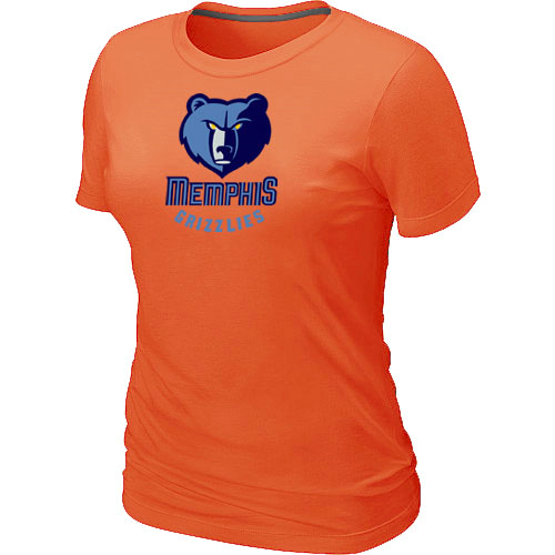 Memphis Grizzlies Big & Tall Primary Logo Orange Women T-Shirt - Click Image to Close