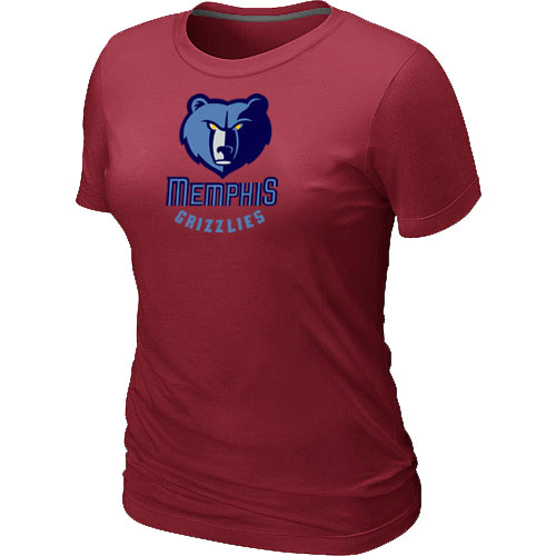 Memphis Grizzlies Big & Tall Primary Logo Red Women T-Shirt - Click Image to Close