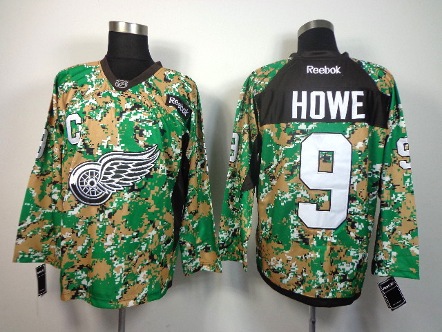 Red Wings 9 Howe Woodlandcamo Jerseys - Click Image to Close