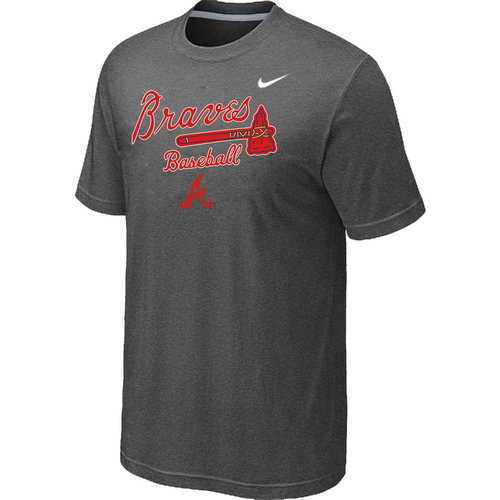 Nike MLB Atlanta Braves 2014 Home Practice T-Shirt D.Grey - Click Image to Close