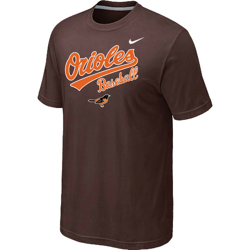 Nike MLB Baltimore Orioles 2014 Home Practice T-Shirt Brown - Click Image to Close