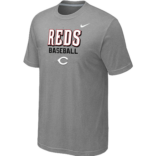 Nike MLB Cincinnati Reds 2014 Home Practice T-Shirt Lt.Grey - Click Image to Close