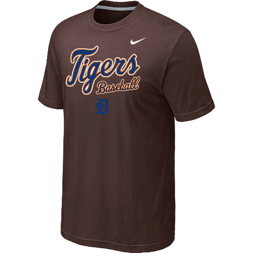 Nike MLB Detroit Tigers 2014 Home Practice T-Shirt Brown - Click Image to Close