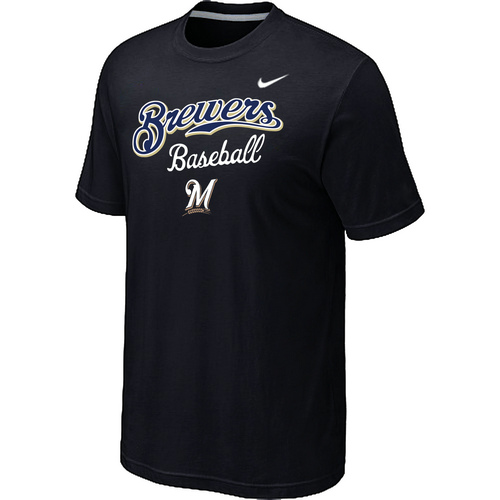 Nike MLB Milwaukee Brewers 2014 Home Practice T-Shirt Black - Click Image to Close
