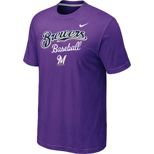 Nike MLB Milwaukee Brewers 2014 Home Practice T-Shirt Purple