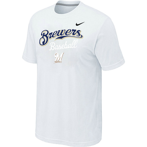 Nike MLB Milwaukee Brewers 2014 Home Practice T-Shirt White