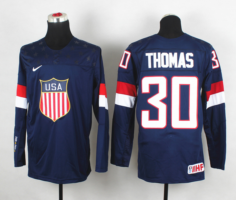 USA 30 Thomas Blue 2014 Olympics Jerseys