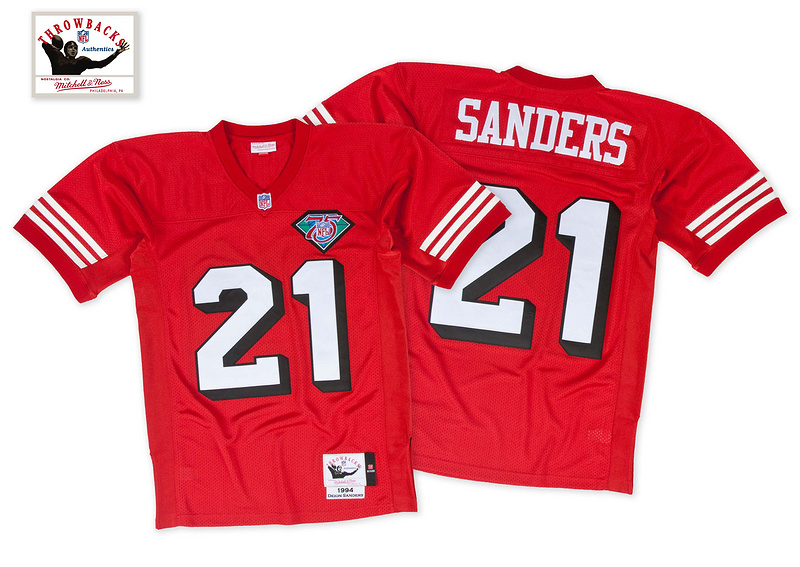 49ers 21 Sanders Red 75th Throwback Jerseys