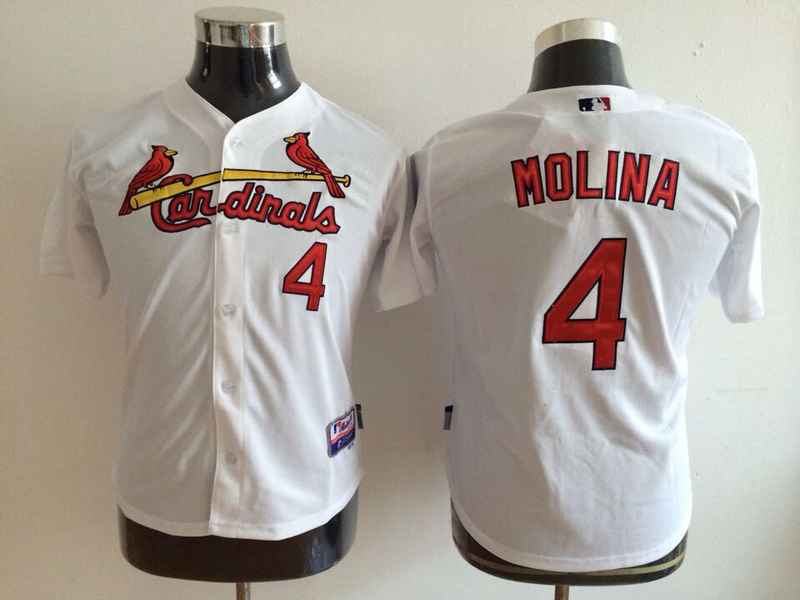 Cardinals 4 Molina White Cool Base Youth Jersey