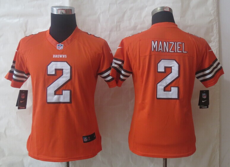 Nike Browns 2 Manziel Orange Women Limited Jerseys