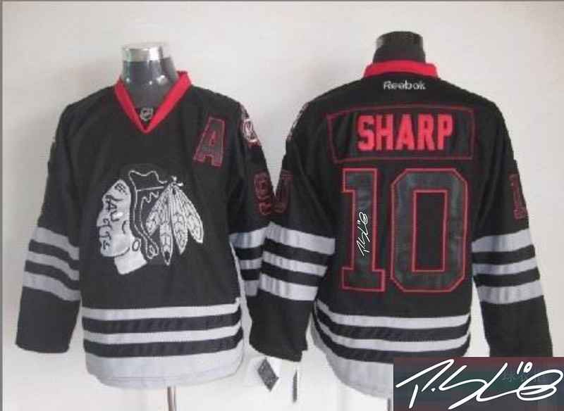 Blackhawks 10 Sharp Black Ice Signature Edition Jerseys