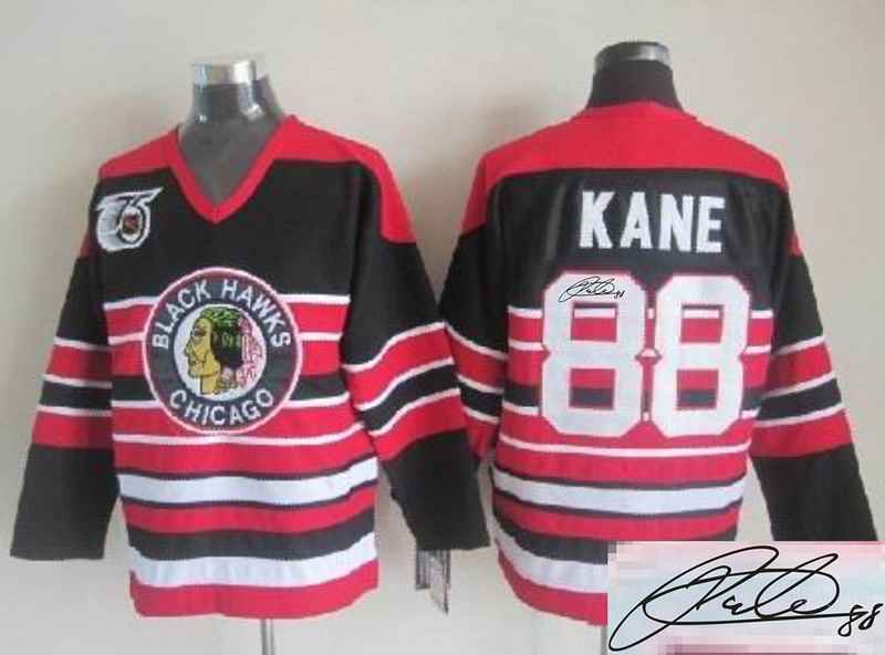 Blackhawks 88 Kane 75th Vintage Signature Edition Jerseys